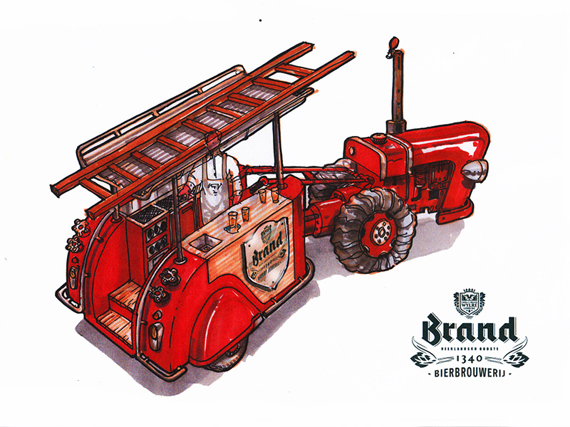 Mobiele Bar voor de Parade - Tekening Andre Postma